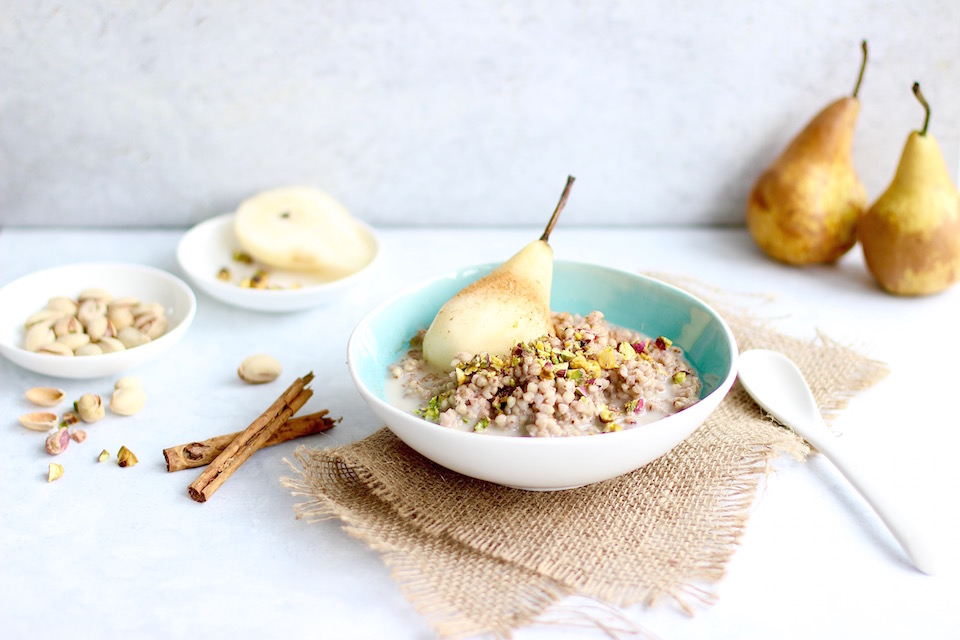 Buckwheat Porridge with Chamomile Poached Pear