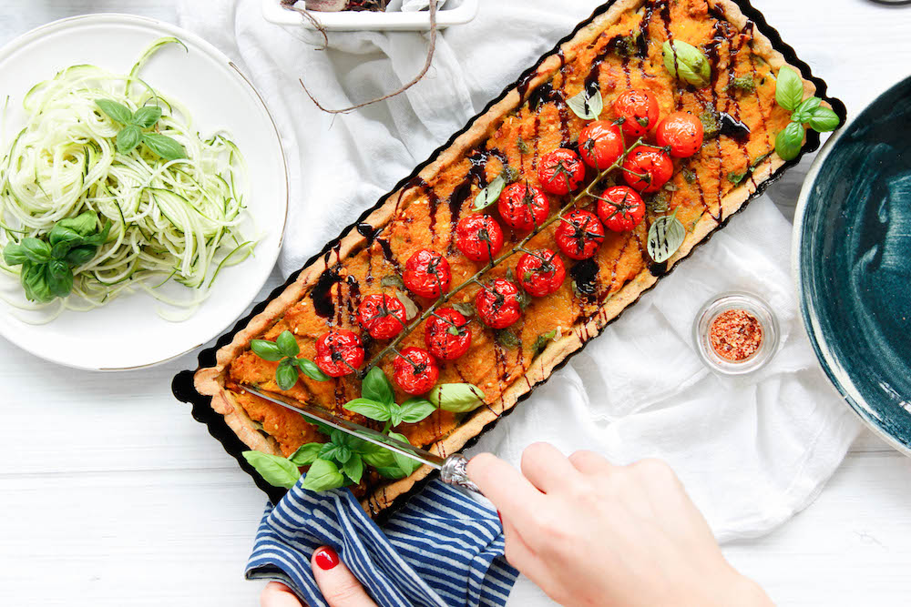 Roast Vegetable Tartlet with Herbed Chickpea Crust from The Fit Foodie. Gluten Free. Chickpea (besan) flour.